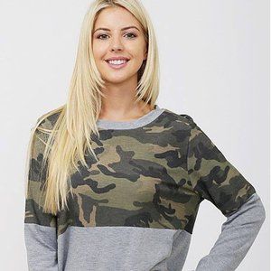Camo Color Block Top